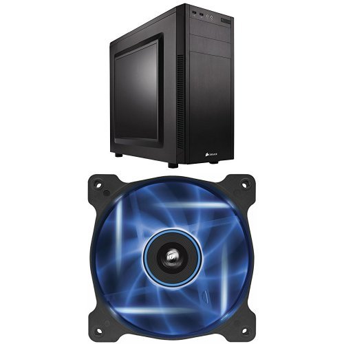 Corsair Carbide Series 100R Mid Tower Case and Corsair Air Series AF120 LED Quiet Edition High Airflow Fan Single Pack - Blue