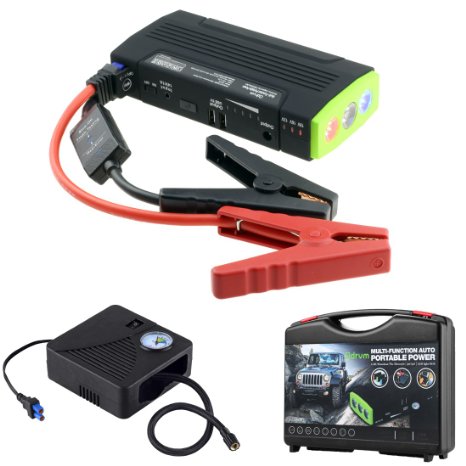 ODRVM 18000MAH Portable Car Jump Starter With Air Compressor 600A Peak Current Car Emergency Kit - Multifunction Car Battery Charger With Ultra-bright LED Flash Light For TruckSUV etc