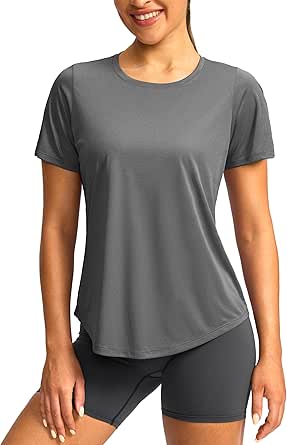 Women's Short Sleeve Workout Shirts Breathable UPF 50  Sun Protection T-Shirts Quick Dry Gym Running Hiking Tops