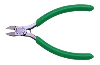 Xcelite MS54V Semi-flush Oval Head Cutter, Diagonal, Flush Jaw, 4" Length, 13/32" Jaw length, Green Cushion Grip, Carded