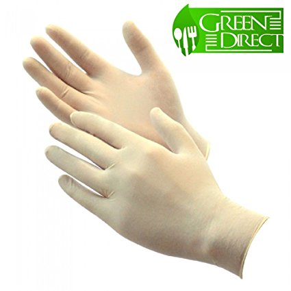 Green Direct Latex Rubber Gloves Powder Free / Disposable Food Prep Cooking Gloves / Kitchen Food Service Cleaning Gloves Size Medium, Pack of 100