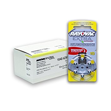 Rayovac Extra Mercury Free Hearing Aid Batteries Size: 10 (60 Batteries)