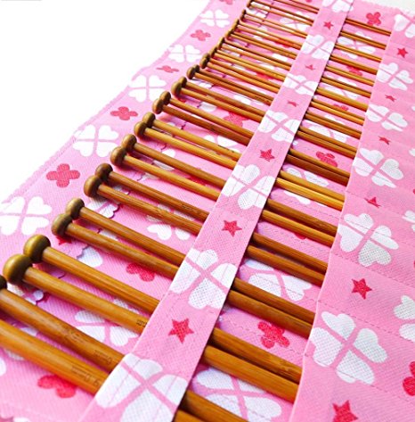 Pouch of 36-Pack Bamboo Knitting Needles for Beginner and Professinal
