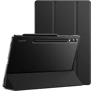 JETech Custodia per Samsung Galaxy Tab S9 Plus 12,4 Pollici, Retro Traslucido Trifold Supporto Protettiva Tavoletta Cover, Supporta S Pen di Ricarica, Auto Svegliati/Sonno (Graphite Nero)