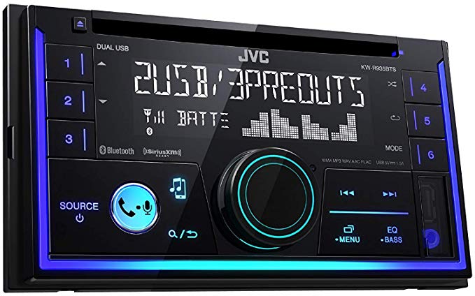 JVC KW-R935BTS Double DIN Bluetooth In-Dash Car Stereo, XM Ready, 2-zone Variable Color Illumination and FLAC playback