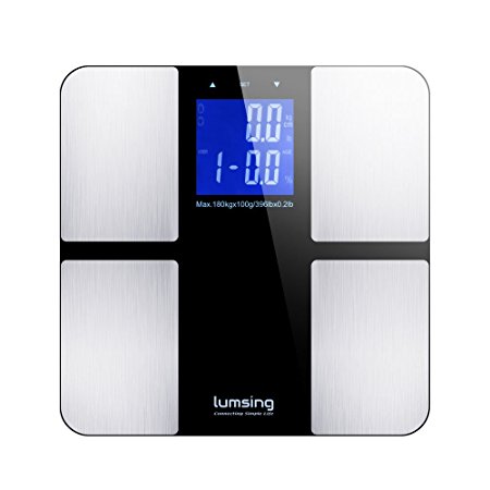 Bathroom Weight Scale, Lumsing Digital Body Fat Scale Health Monitor with Tempered Glass,400lbs Capacity (Silver)