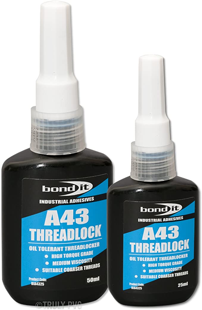 Bond-It A43 Threadlock 50ml - Blue medium strength anaerobic oil tolerant threadlocker - seals out moisture & prevents corrosion