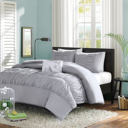 Mizone Mirimar 4 Piece Duvet Cover Set, Full/Queen, Grey