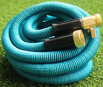 Golden Spearhead Triple Layer Latex Core Expandable Garden Hose with Brass Connectors (100-Feet, Blue)