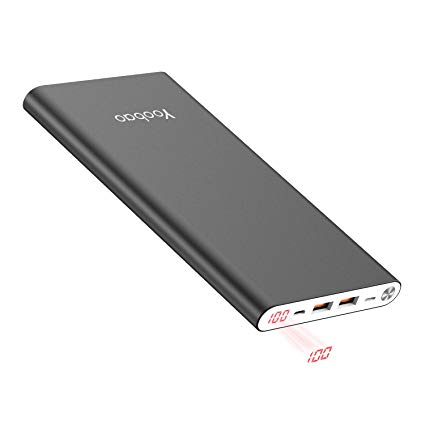 20000mAh Slim PowerBank Yoobao LCD Display Power Battery Charger Dual USB Output & Input External Battery Pack for iPhoneX,iPhone8,Samsung Galaxy and More - Grey