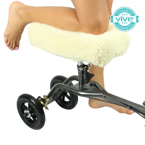 Knee Walker Pad Cover by Vive - Best Faux Sheepskin Pad for Rolling Scooter - Plush Synthetic Sheepette - Greater Air Circulation, Helps Comfort Knee During Injury - Vive Guarantee