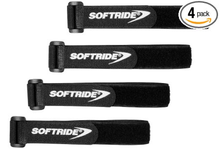 Softride Soft Wraps Black, Reflective Dots included, All Purpose Hook and Loop Tie Down Straps, 16 x 1 inch, 4-Pack (26619)