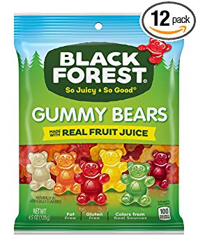 Black Forest Gummy Bears Candy, 4.5 Ounce Bag, Pack of 12
