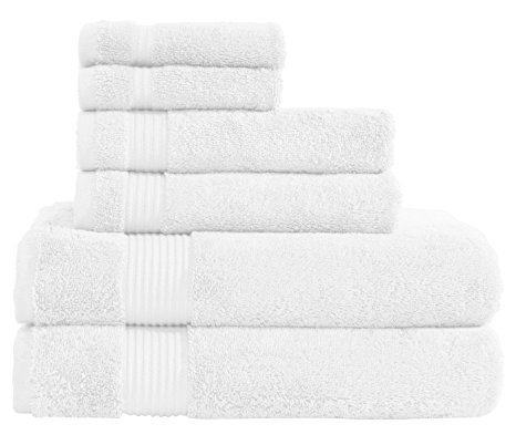 Hotel & Spa Quality Super Absorbent and Soft, 100% Genuine Cotton, 6 Piece Turkish Towel Set for Kitchen and Decorative Bathroom Sets Includes 2 Bath Towels 2 Hand Towels 2 Washcloths, Snow White