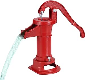 VEVOR Antique Well Hand Pitcher Pump, 25 ft Maximum Lift, Cast Iron Manual Hand Water Pump with Ergonomic Handle G1-5/8" Easy Installation, Old Fashioned for Outdoor Home Yard Garden Pond Farm, Red