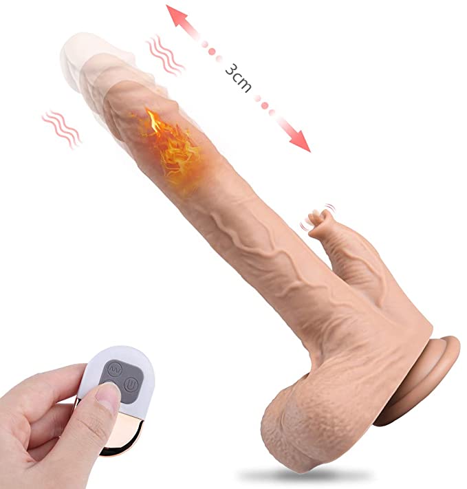 UTIMI 9.0" Realistic Thrusting Vibrating Dildo Sex Toy for Women with 3 Thrusting & 5 Licking & 5 Vibration Modes for Hands-Free Remote Control and Magnetic Charging Vibrator