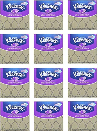 Kleenex Ultra Soft Facial Tissues, Thick and Absorbent & Strong 75, 3-PLY White Facial Tissues, 12 Cubes Bundle Pack – 900 Total Tissues. Variety of Assorted Colors and Designs.