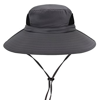 Hippih Waterproof Sun Hat Outdoor UV Protection Bucket Mesh Boonie Hat Adjustable Fishing Cap