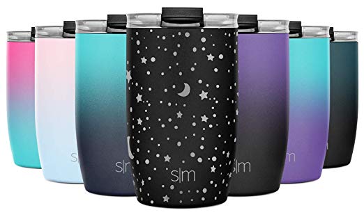 Simple Modern 12oz Voyager Travel Mug Tumbler w/Clear Flip Lid & Straw - Coffee Cup Kids Vacuum Insulated Flask 18/8 Stainless Steel Hydro Engraved: Lunar