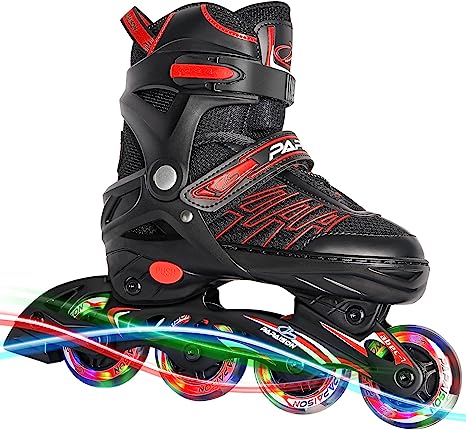 ITurnGlow Adjustable Inline Skates for Kids and Adults, Roller Skates with Featuring All Illuminating Wheels, for Girls and Boys, Men and Ladies