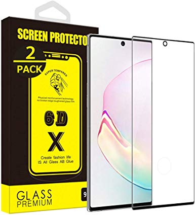 [2 Pack] Yoyamo Z15 Tempered Glass Screen Protector for Samsung Galaxy Note 10 Plus, 3D Curved EDG, 9H Hardness Tempered Glass for Galaxy Note 10 Plus