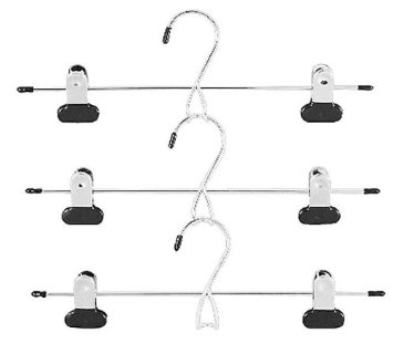 Whitmor 6021-181 Ebony Chrome Add-On Skirt/Slack Hanger, Set of 3