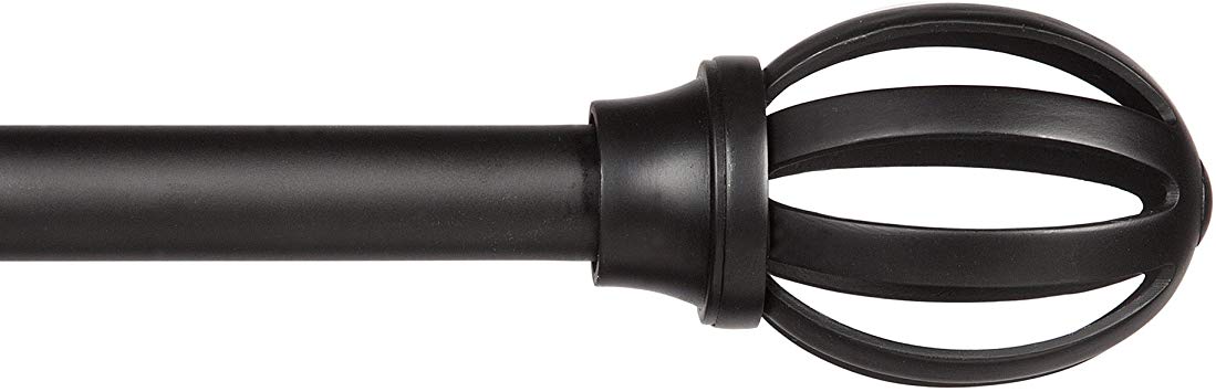 Kenney 5/8" Fast Fit Lilly Easy Install Curtain Rod, Black, 66"-120"