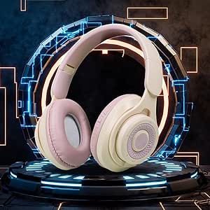 Bluetooth Headset Noise Cancelling Headphones Bluetooth Earphones Wireless Bluetooth, 5.3 Esports Headset with Low Latency 10 Hours of Use Time Foldable Lightweight Headset, Beige