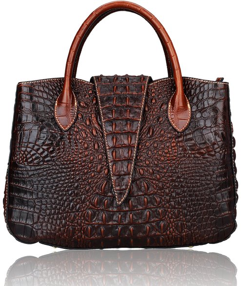 Pijushi 22201 Classic Ladies Crocodile Embossed Leather Satchel Bag Womens Top-handle Handbags