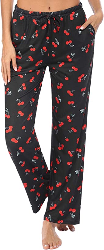 Ekouaer Women's Lounge Pants Comfy Pajama Bottom with Pockets Stretch Plaid Sleepwear Drawstring Pj Sleep Bottoms Pants