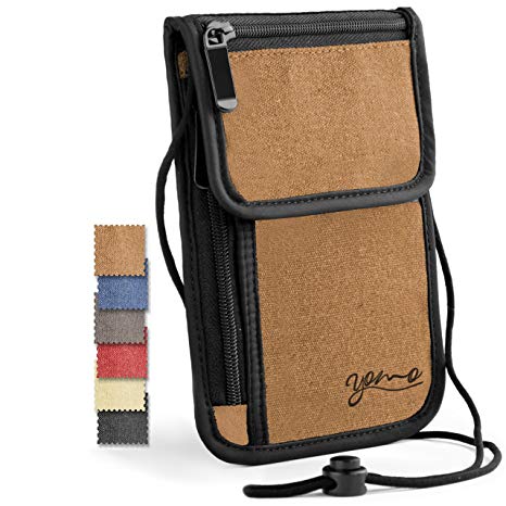 Passport Holder- by YOMO. RFID Safe. The Classic Neck Travel Wallet. (Brown-Deluxe)