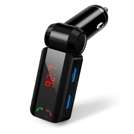 iClever Wireless Fm Transmitter Bluetooth Adapter Car Kit for Car Stereo with Dual USB Port Black