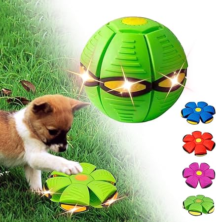 mrliance Flying Saucer Ball for Dogs, Interactive Pet Toy Ball, Magic and Bouncy Flying Saucer Ball Dog Toy with 6 Lights Perfect Outdoor Toy for Pet and Kids (Green)