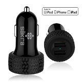 Mini High Power Dual Port USB Car Charger Skra 48A 24W  BLACK  - MFi Apple Certified w Premium Construction - Smart USB Enabled by Port Dedicated Chips - Optimizes Charge and Prevents Overheating