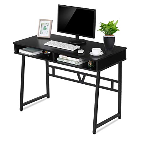 Lv. life Computer Desk,Steel Frame Study Desk Computer PC Laptop Table Workstation,Black