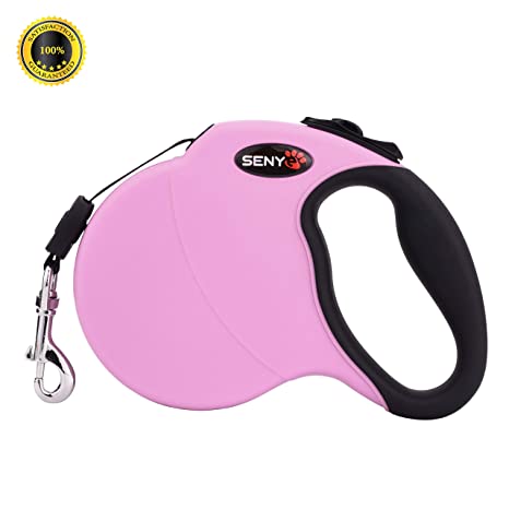 SENYE Retractable Dog Leash,16ft Dog Traction Rope for Large Medium Small Dogs,Break & Lock System (Pink)