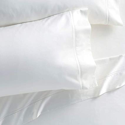Westbrooke Linens 400 Thread Count 100% Long-Staple Cotton Pleated Hem Pillowcase, Solid Sateen Weave, Wrinkle Free, Hotel Collection, Luxury Bedding Pillowcase (King, White)