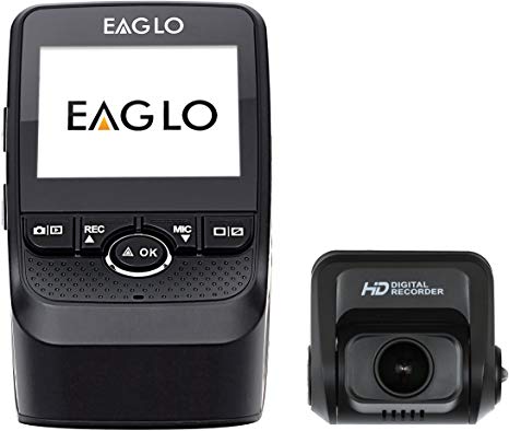 Eaglo E10 Full HD Front and Rear Car Dash Cam 1080p 170° Ultra Wide Angle Dual Channel Dashboard Camera Recorder with Built-in G-Sensor, WDR, Loop Recording