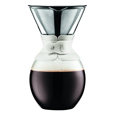 Bodum 11593-913 Pour Over Coffee Maker with Permanent Filter, 51 oz, White