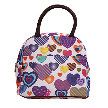 Wowlife Rainbow Love Heart Lunch Bag Tote Bag Lunch Organizer Lunch Holder Lunch Container Reusable Lunch Bags (Pattern E)