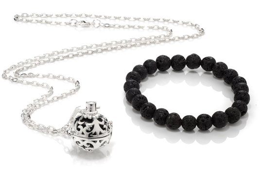 Lava Stone Bracelet / Necklace Combo | Aromatherapy Diffuser Necklace