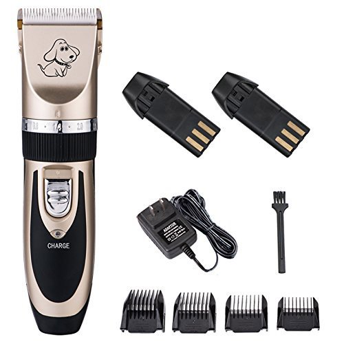 ZMG Rechargeable Cordless Pets Electric Hair Clippers Low Noise Dogs Cats Grooming Trimming Tool Kits with Comb Guides for Small, Medium, Large Dogs Cats