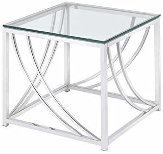 Square End Table with Swoop Accents Chrome
