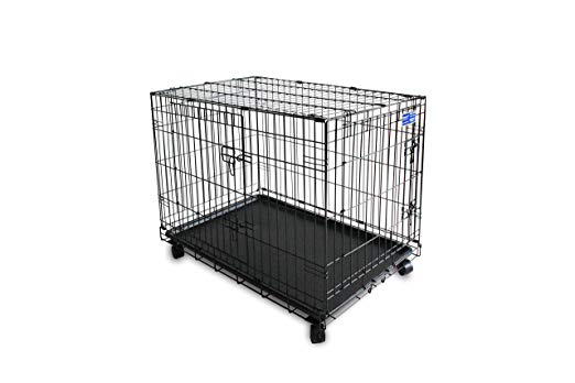 Simply Plus Dog Crate [Newly Designed Model], Double-Doors Folding Metal w/Tray