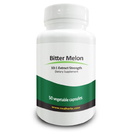 Real Herbs Bitter Melon 750mg - Bitter Melon Extract 101 - Equivalent to 7500mg of Bitter Melon Powder - 50 Vegetarian Capsules
