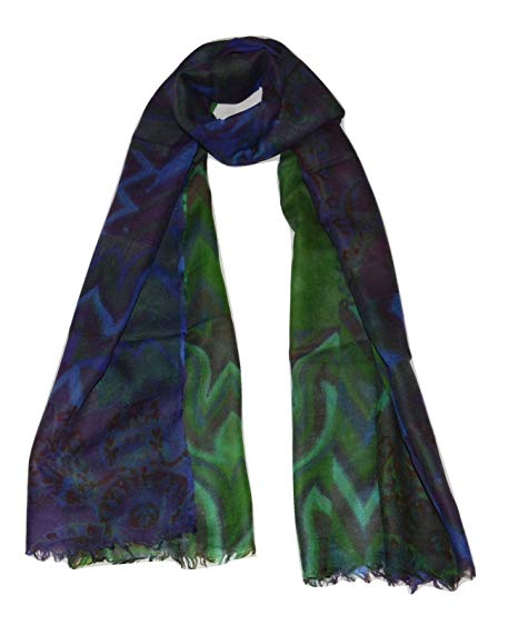 100% Merino Wool, Printed Multi-color, Warm, Light, Airy, Soft Scarf Stole Wrap.