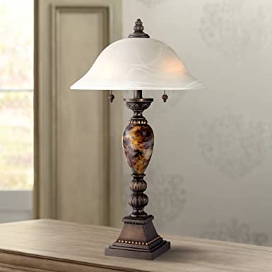Kathy Ireland Alabaster Glass Mulholland 2-Light Table Lamp