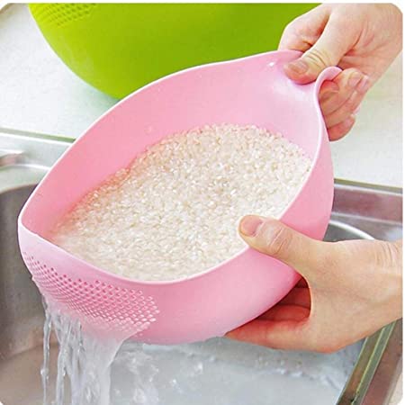 Plastic Rice Beans Peas Washing Filter Strainer Basket Sieve Drainer Kitchen Cleaning Gadget Color Random