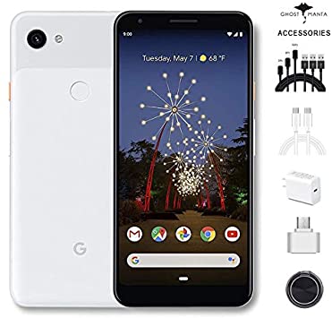 Google - Pixel 3a Unlocked Android with 64GB Memor Cell Phone Unlimited Cloud Storage G020g Bundle (Clearly White) W/ 69.99 Hesvap 7 in 1 Accessories Bundle
