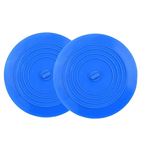 Drain Plug Tub Stopper, 2 Pack Silicone Bathtub Stopper Flat Suction Cover for Kitchens, Bathrooms and Laundries 6 Inches (Blue)